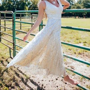 Cream and silver maxi dress size XXL